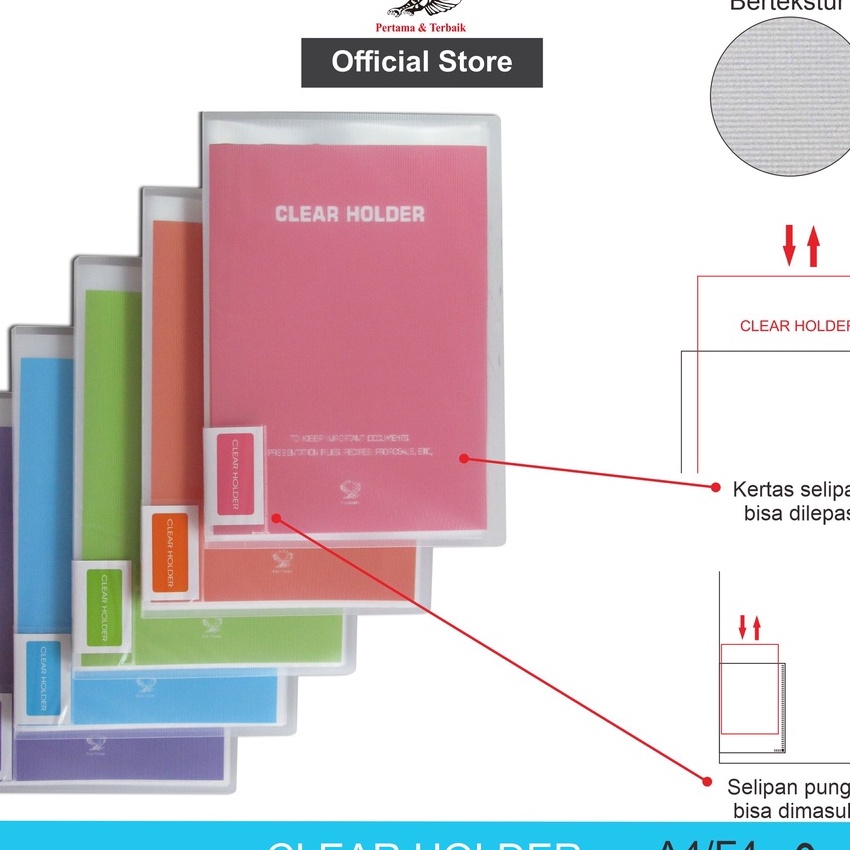 

KI3 Clear Holder EAGLE A4F4 2 Pocket Dokumen Keeper Display Book Document Keeper Warna Neon Map File