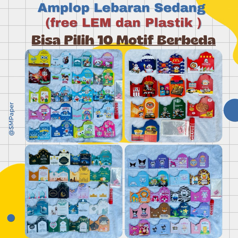 

amplop lebaran 1000 lembar sedang free lem dan plastik