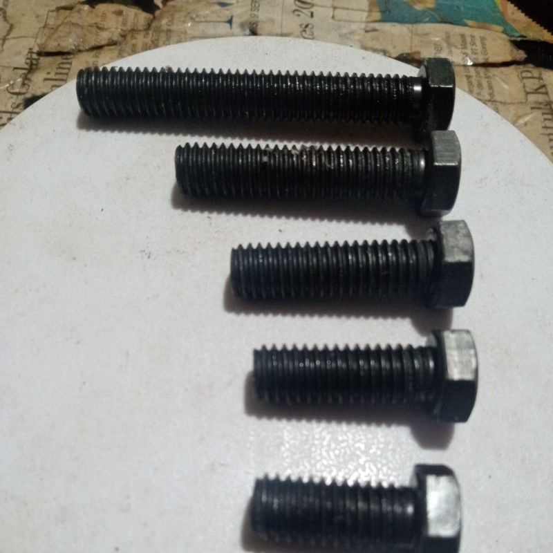 mur baut segi/baut mur Nc 7/16x1~6(2,5cm~15cm)  baut 16/17 atau kunci 16/17 hitam