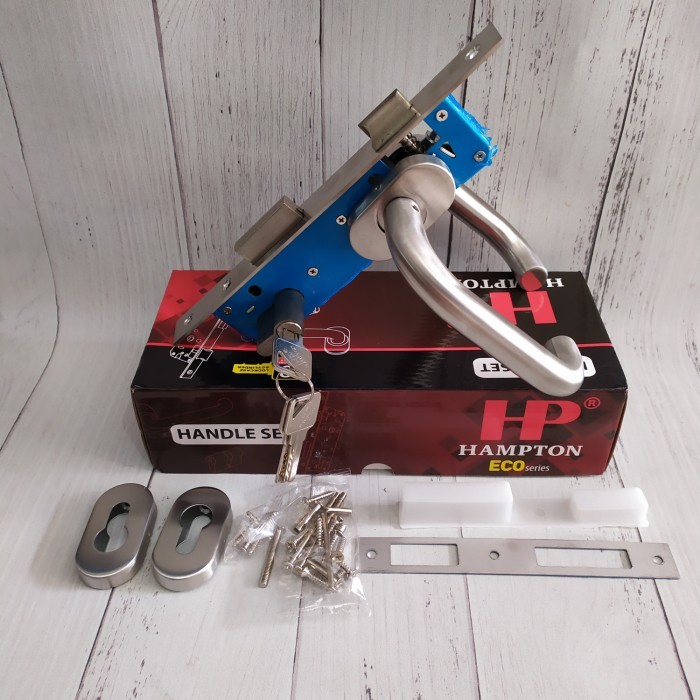 SET KOMPLIT HAMPTON Kunci Pintu Alumunium + Body Kunci ( Mortise Lockcase ) + Silinder