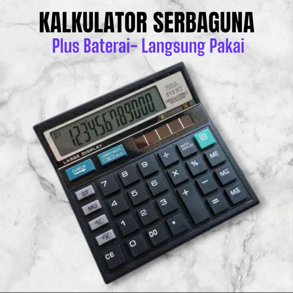 

Kalkulator Plus baterai Digital untuk Sekolah dan Kantor | Kalkulator Pintar | Alat Hitung | 12 Digit Angka