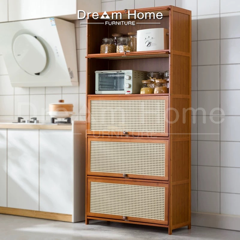 Dream Home Furniture Rak Piring Tertutup Kayu Rak Ivar Ikea Lemari Dapur Rak Dapur Serbaguna