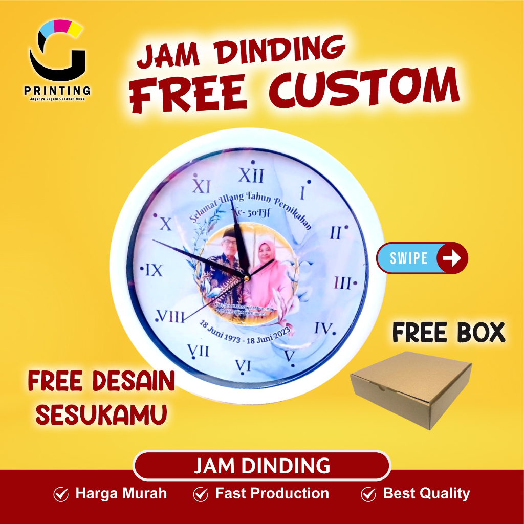 JAM DINDING CUSTOM JUMBO. Untuk sovenir/hadiah wisudah/ulang tahun/kenang-kenangan