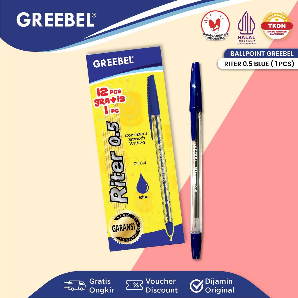 

GREEBEL Pulpen Ballpen / Riter 0.5 Blue (1PCS) / Ballpoint Bolpen Bolpoin Pena Gel