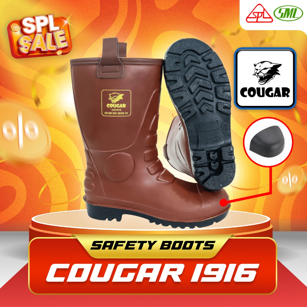 SAFETY BOOT TOECAP  - SEPATU BOOT COUGAR 1916 COKLAT TOECAP
