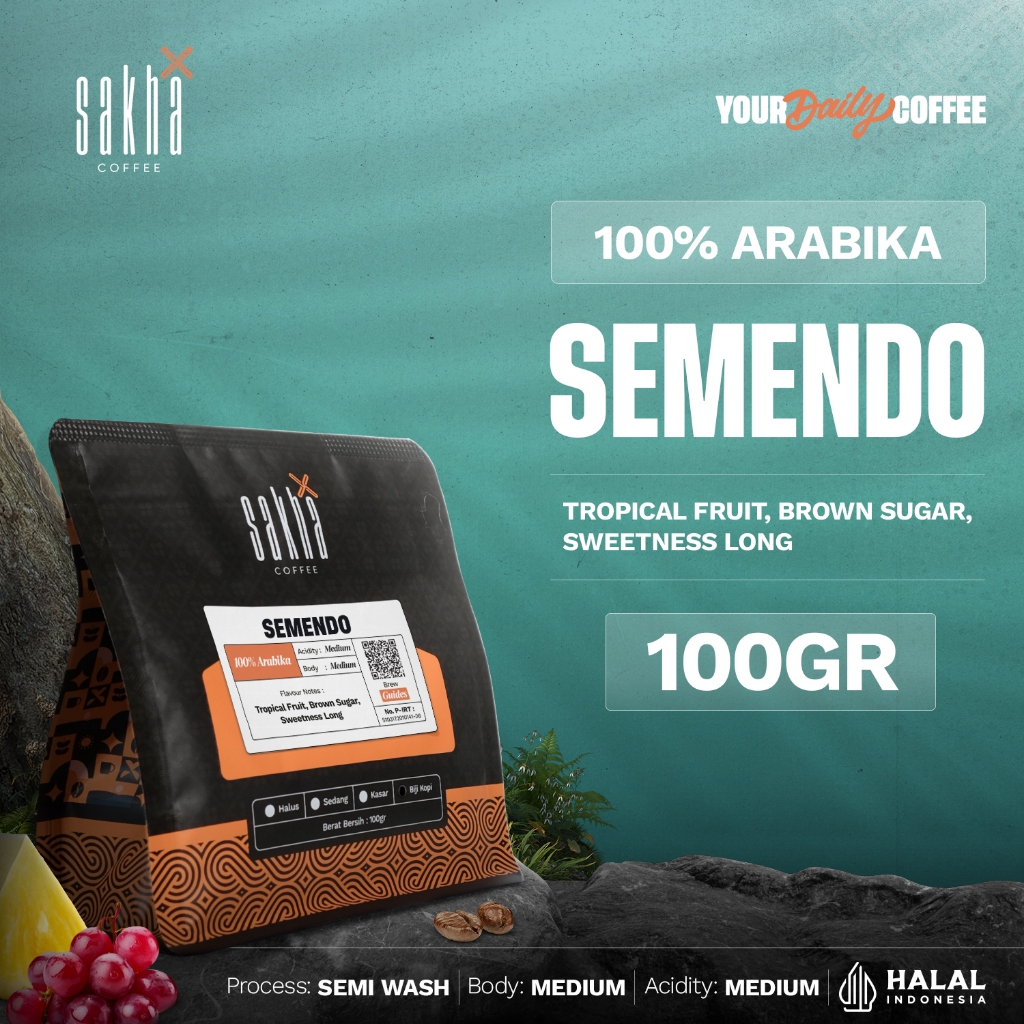 

Kopi Arabika Semendo Arabica Coffee Beans 100 Gram Coffe Roast Bean Biji Bubuk