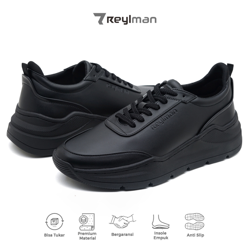 REYL MAN | HERO Full Black | Sepatu Sneakers Pria | Sneakers Kerja | Sepatu Kerja Pria | Sepatu Ridi