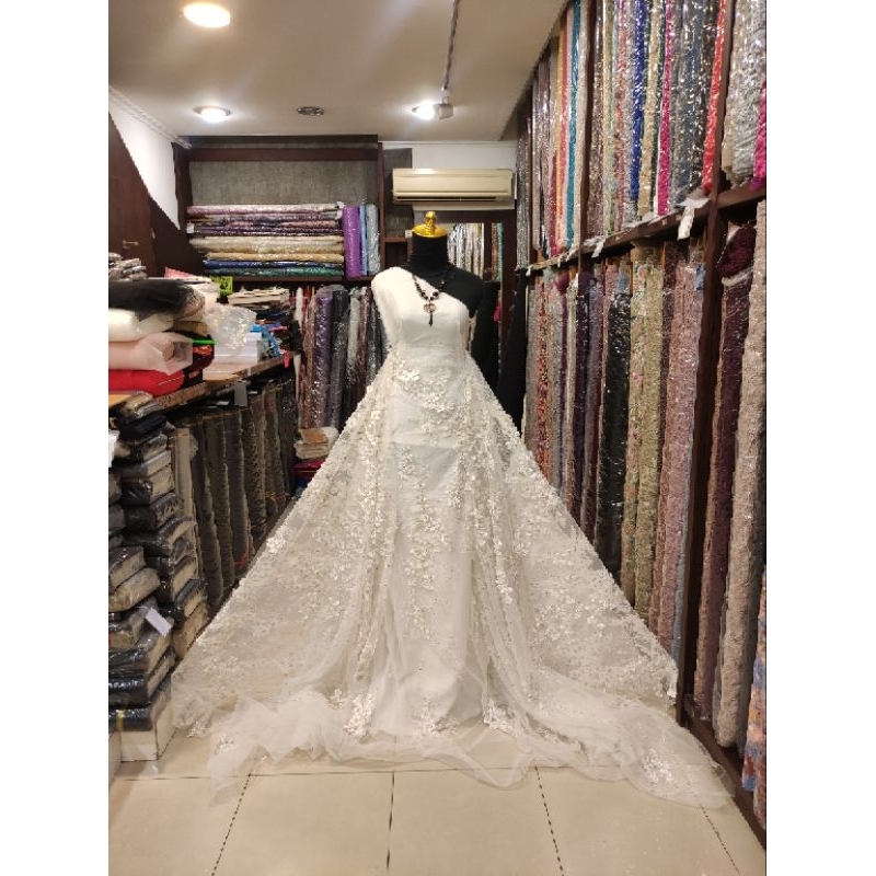 kain Tile Brokat Timbul Impor Korea Premium 57240003 - putih