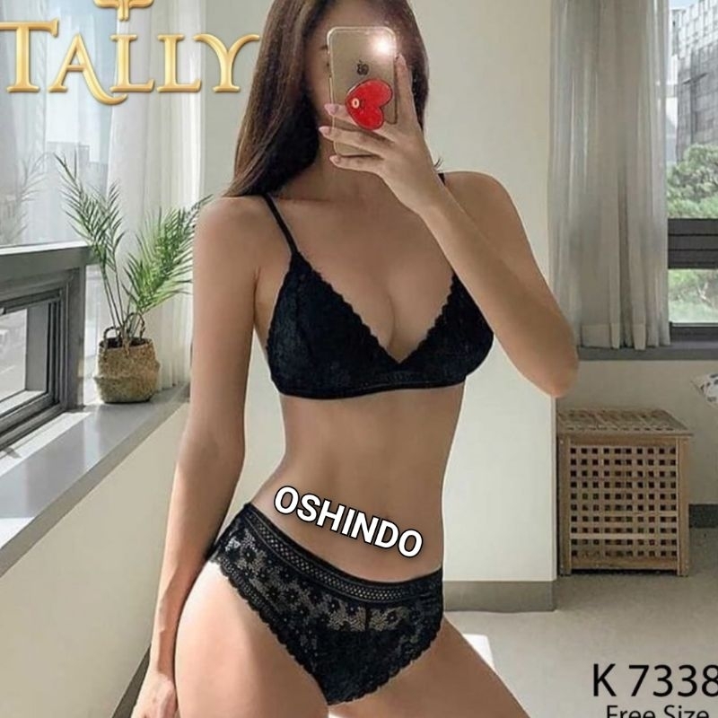 Tally 7338 BH Bra Set Cantik Tanpa Kawat Bahan Brokat Busa Tipis