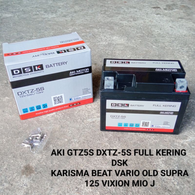 AKI ACCU KERING MURAH GTZ5S DXTZ-5S DSK 12V 5A BATTERY KARISMA SUPRA 125 VARIO OLD BEAT SMASH TITAN 