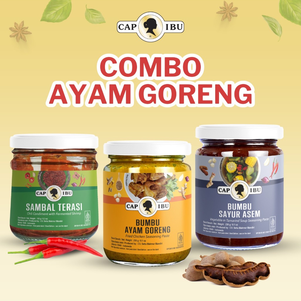 

COMBO AYAM GORENG CAP IBU Bumbu Ayam Goreng Bumbu Sayur Asem Sambal Terasi