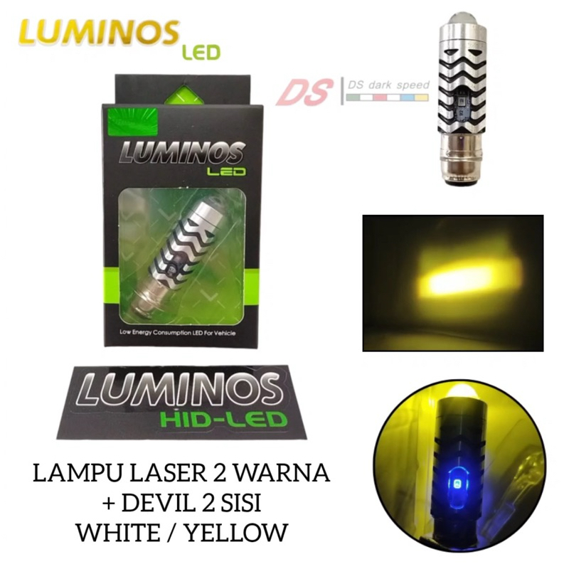 LAMPU LED MOTOR LUMINOS  H6 LS1 LS2 LASER GUN PUTIH KUNING PLUS SENJA BIRU DC