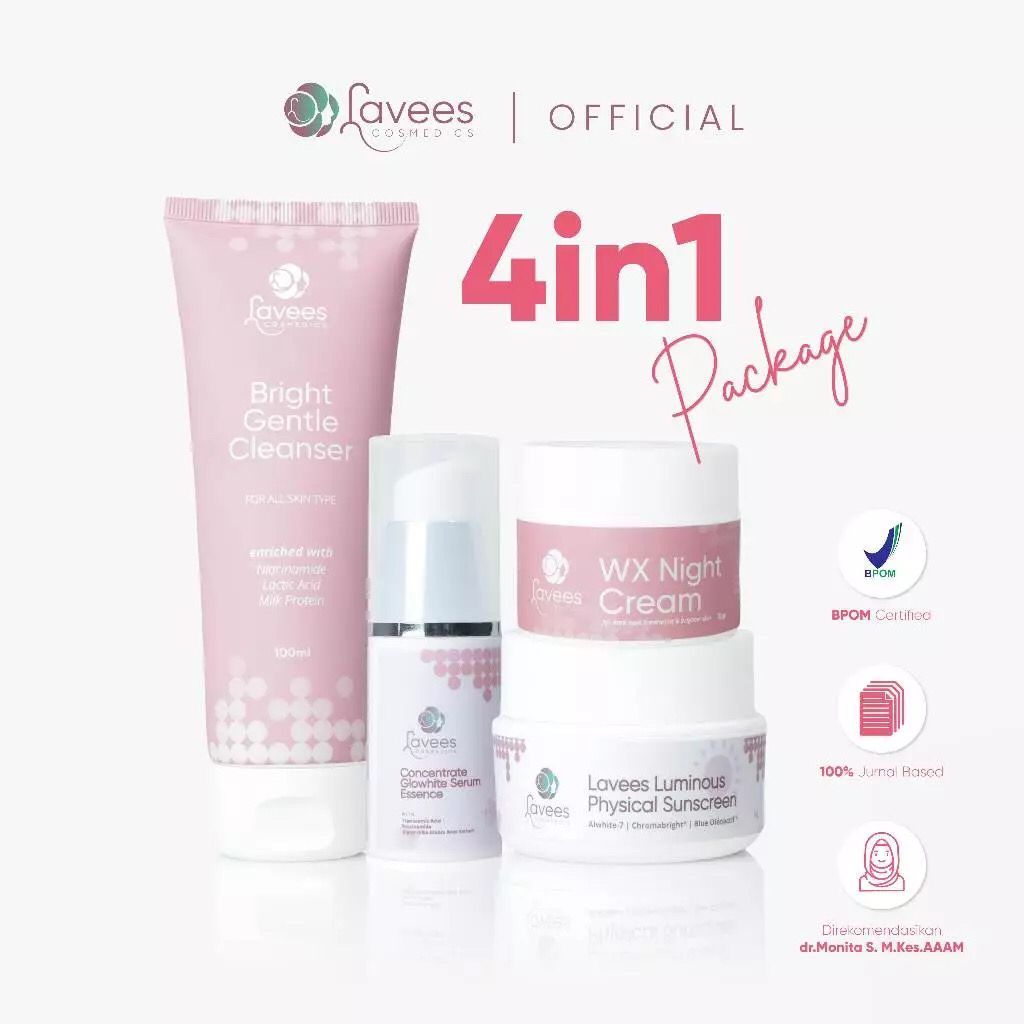 Lavees -Paket Platinum Flek Hitam & Melasma / Plumpy  Whitening / Lominous Sunscreen / Serum Essense