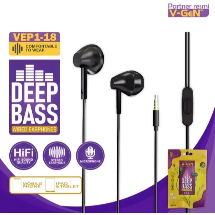 V-GEN Earphone Wired Headset Handsfree Stereo VGEN - Original
