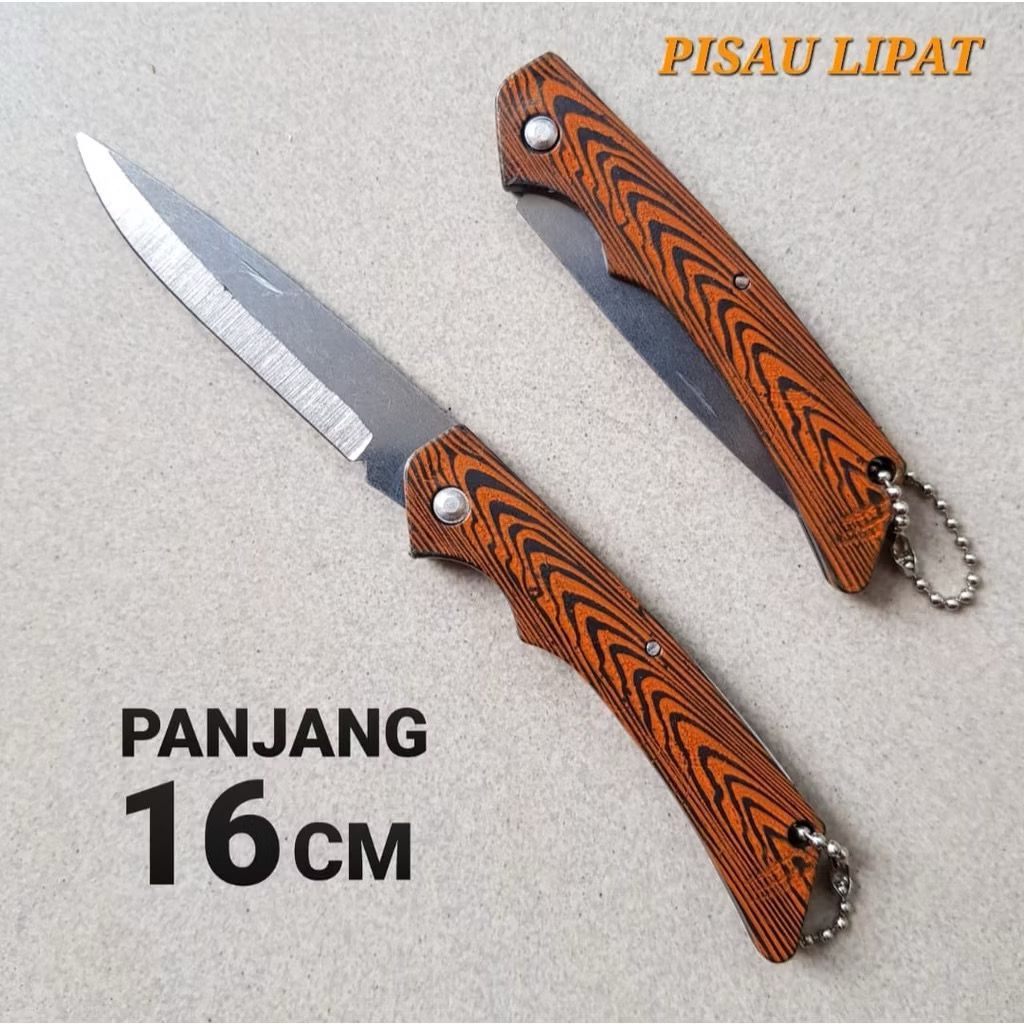 ￼Pisau Lipat Motif Kayu 16 CM / Pisau kayu tajam lipat / Pisau serbaguna