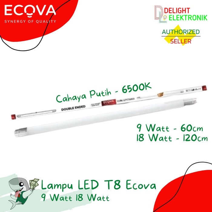 Lampu TL LED T8 Ecova 60 120cm 9 18W Watt