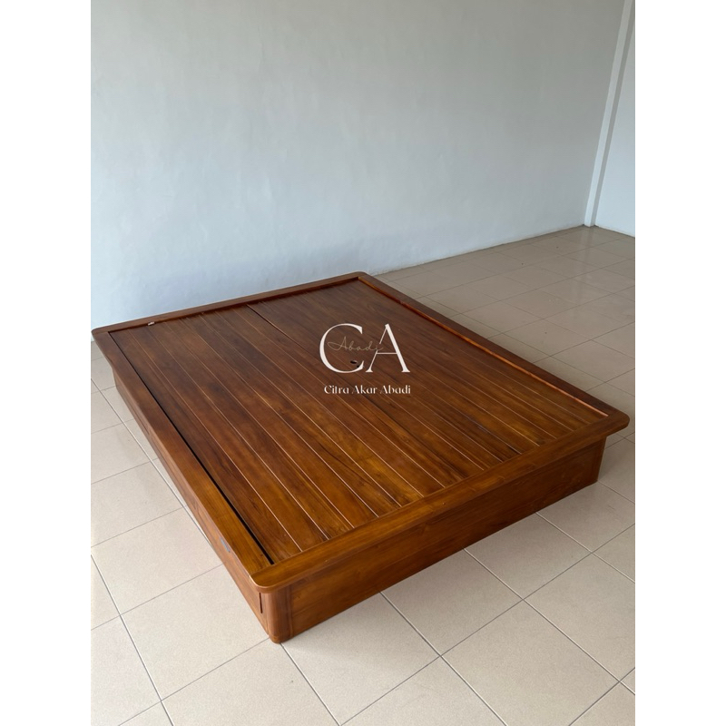 dipan tempat tidur kayu jati tanpa headboard