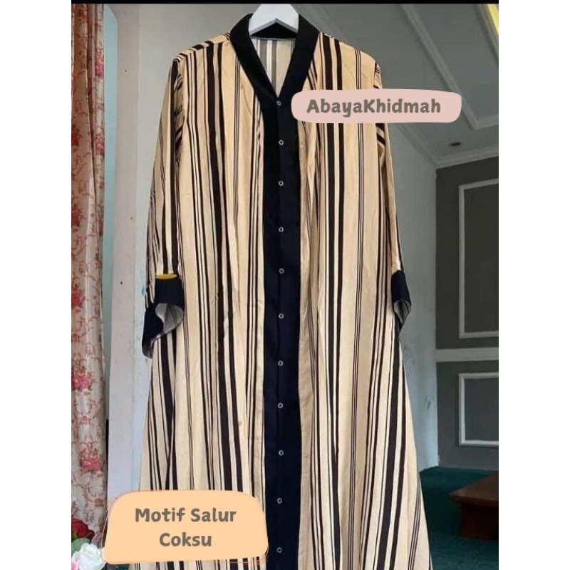 Abaya Khidmah Motif Salur Coksu