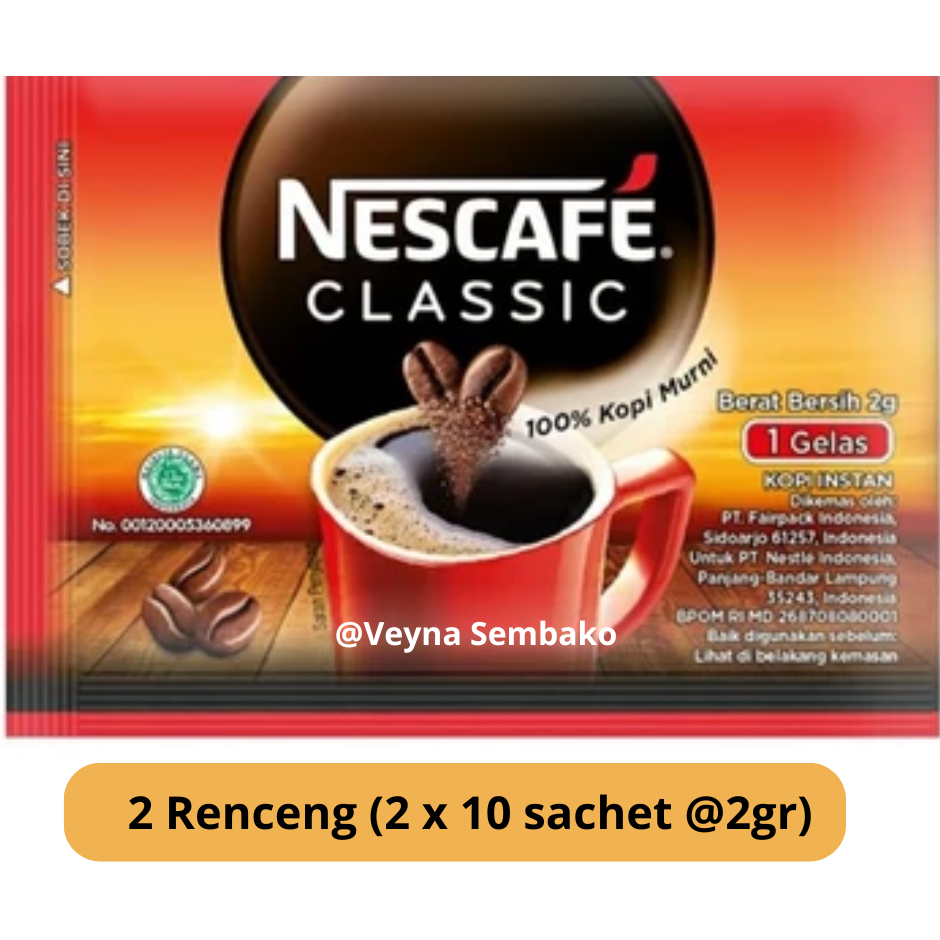 

Nescafe Classic Kopi Instan Hitam Paket 2 Renceng isi 20 Sachet @2gr