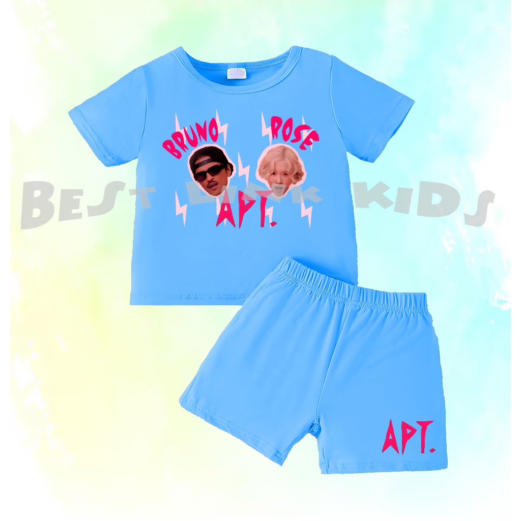 Setelan Kaos Anak Setelan Baju Anak Rose Blackpink APT Free Nama