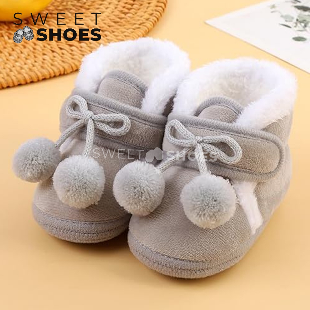 Grosir Sepatu Bayi Anak Perempuan Usia 0 12 Bulan Sepatu Boots Hairball Lucu Terlaris Prewalker Baby