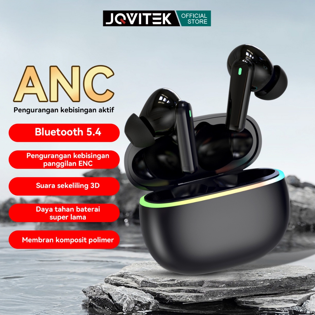 JQVITEK TWS 4 Mic Earbuds Adaptive Noise Canceling Headset Earphone Bluetooth 5.4 TWS Low Latency fo