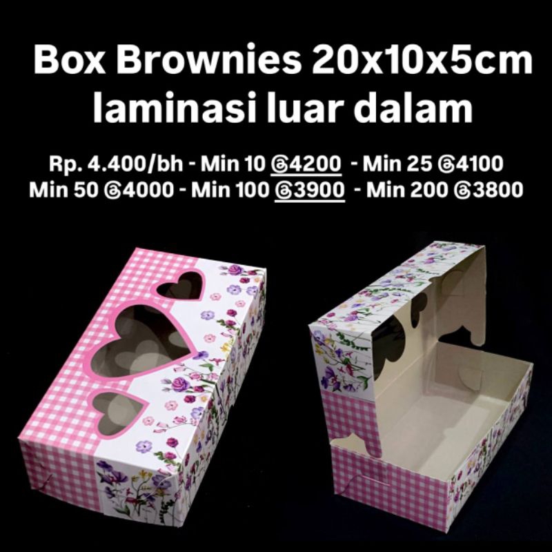 

Box Brownies 20x10x5cm laminasi luar dalam