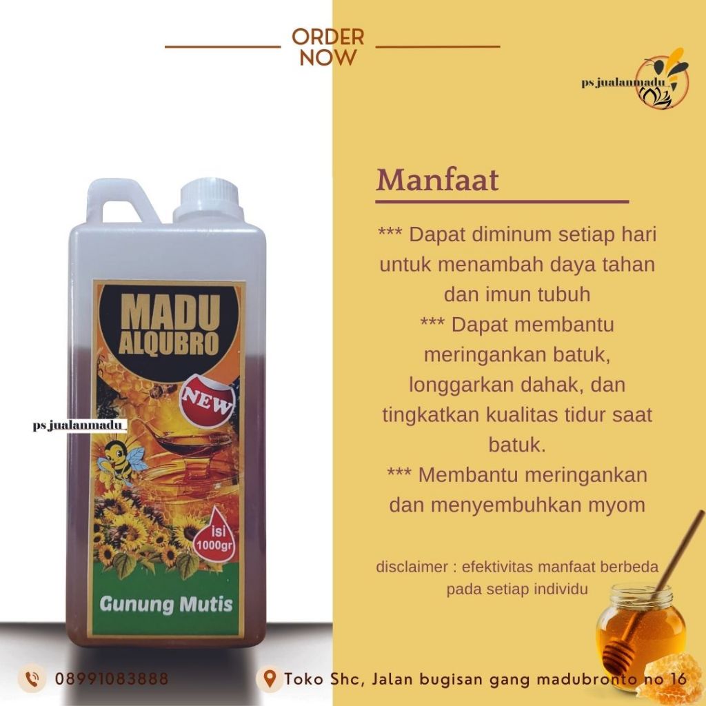 

Ready madu hutan Al Qubro Gunung Mutis kemasan 1kg