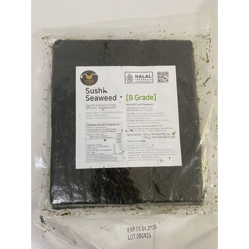 

Manjun Sushi Seaweed 50 Lembar