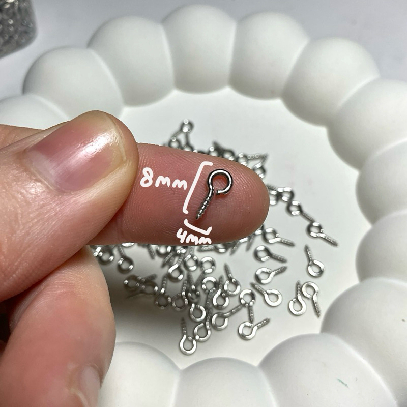 5 gram paku ulir ukuran 4*8mm untuk bahan diy meronce gantungan kunci bagcharm hobi deco silver warn