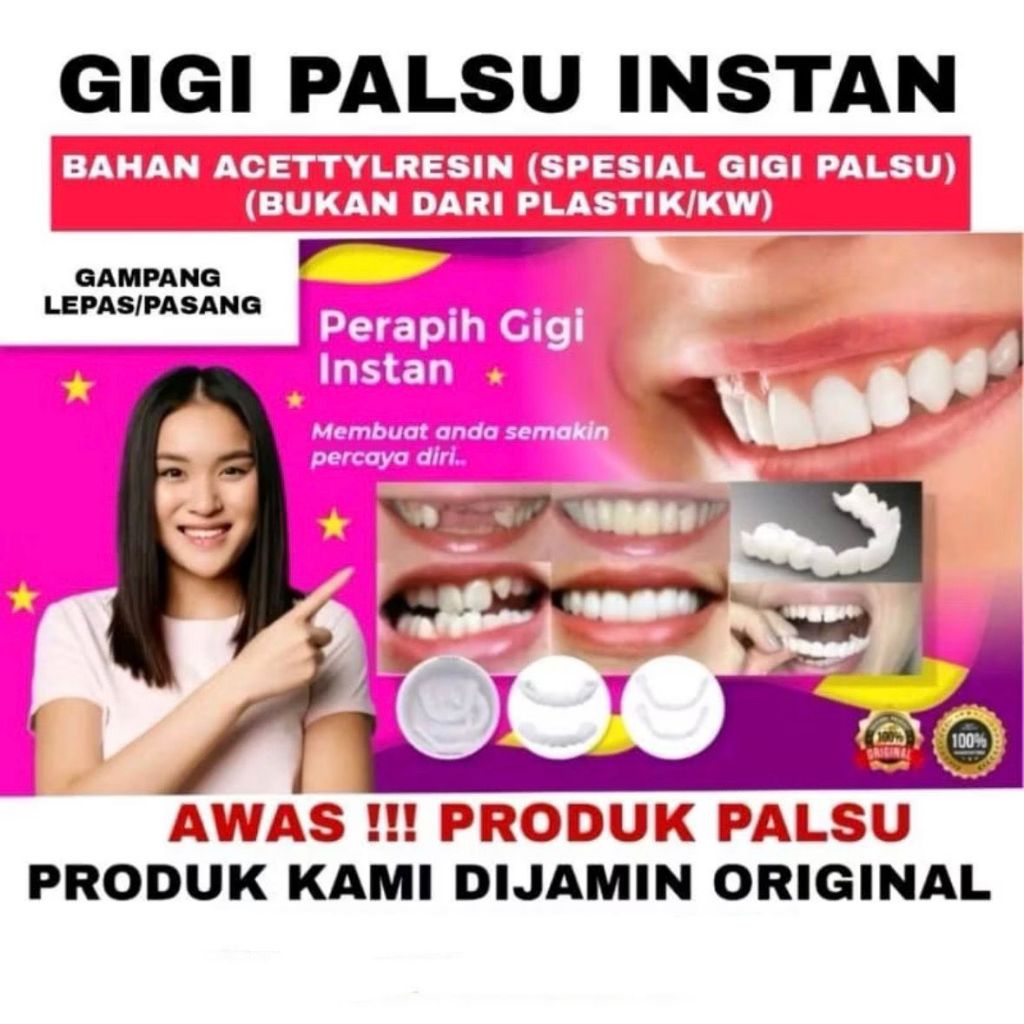 ORI 100% Snap On Smile Authentic Gigi Palsu 1 Set Atas Bawah Penambal Gigi Palsu 1 Set