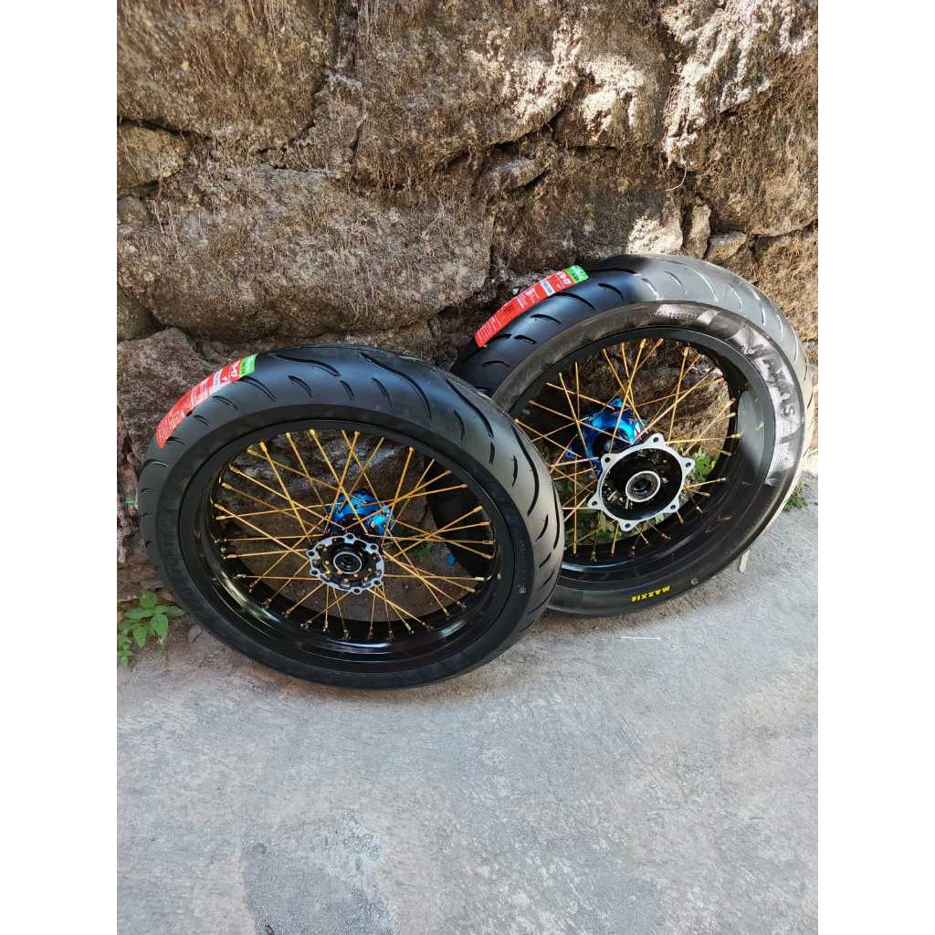 Paket Roda Supermoto yamaha WR155 Ring 17 Ban Maxxis Baru Jumbo Ukur 120/140