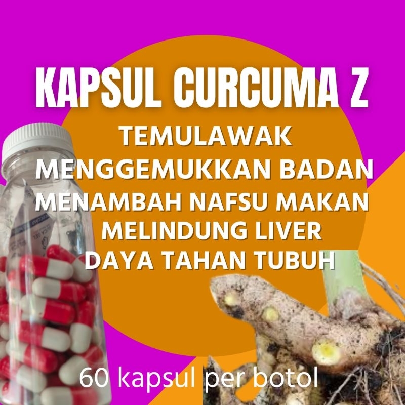 KAPSUL TEMULAWAK CURCUMA Z original tanpa campuran, 60 kapsul / botol MURAH