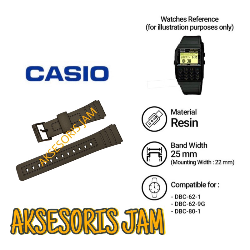 Tali Strap CASIO DBC-62 / DBC-80 25mm Black Resin
