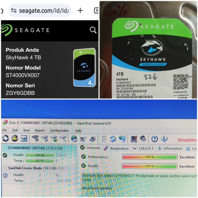 Hardisk Seagate Skyhawk 4TB Original untuk PC Komputer CCTV Server