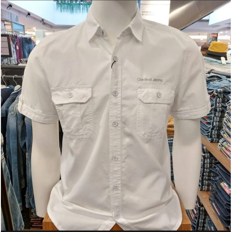 KEMEJA PRIA CARDINAL JEANS SLIMFIT PUTIH POLOS