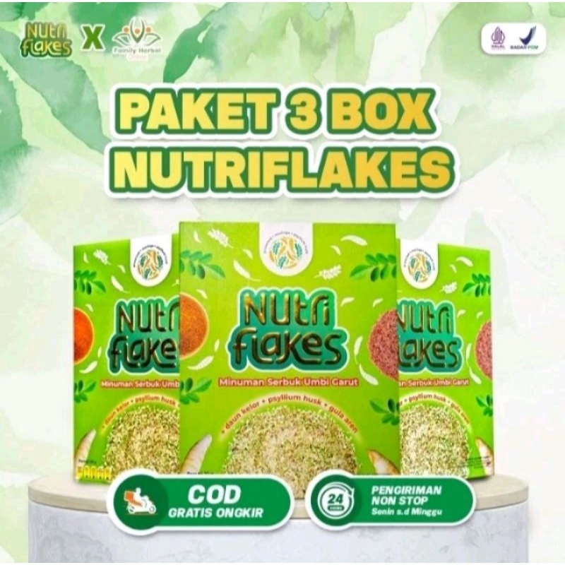

PAKET 3 BOX NUTRIFLAKES - Sereal Umbi Garut Obati Asam Lambung