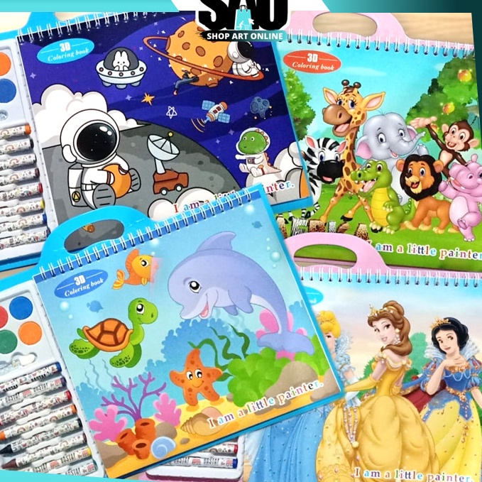 

Hot SAO S6151 Watercolor Crayon Set Set Peralatan Mewarnai dengan Crayon Cat Air Set 3D Coloring Book Buku Melukis Melatih Kemampuan Motorik Anak