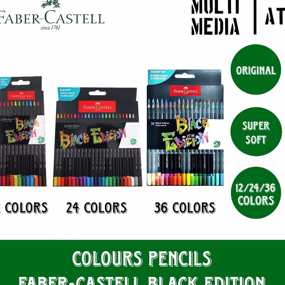 

KI3 FABERCASTELL BLACK EDITION COLOUR PENCILS SERIES PENSIL WARNA FABER CASTELL 12 24 36 COLORS