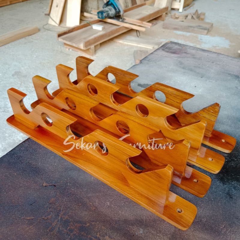 rak joran dinding rod holder rak joran  kayu jati rak joran