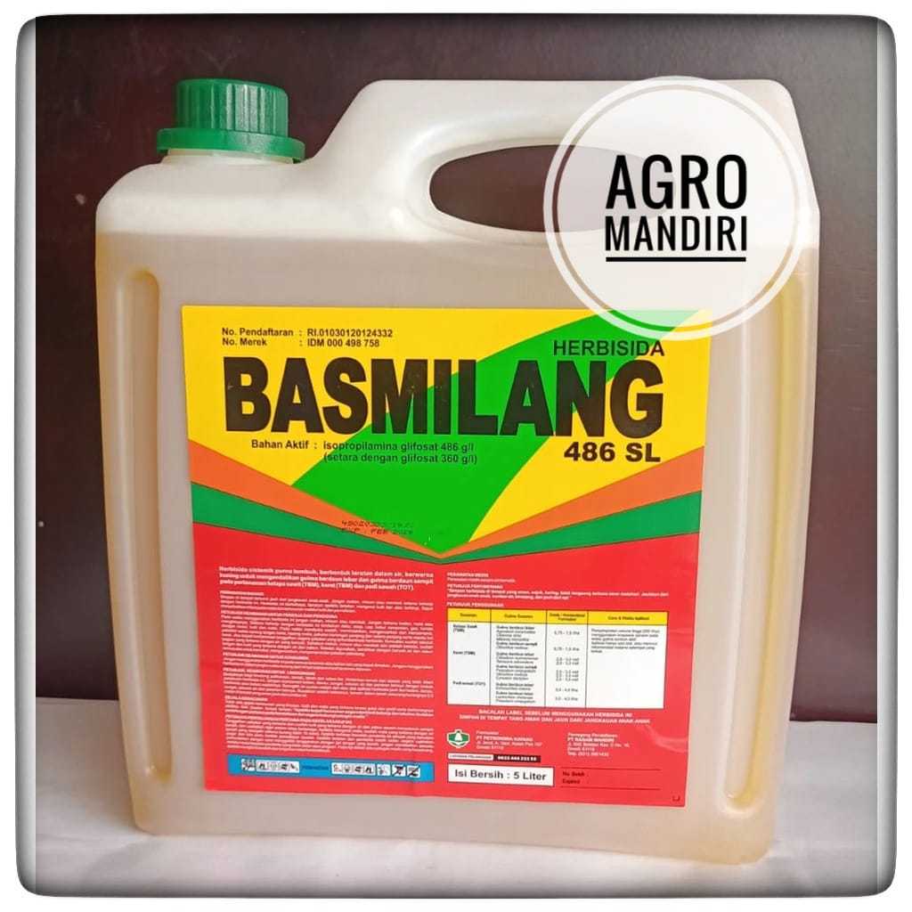 Basmilang 486SL 5 liter Herbisida Racun Pembasmi Rumput Liar dan Alang Alang Sampai Akar