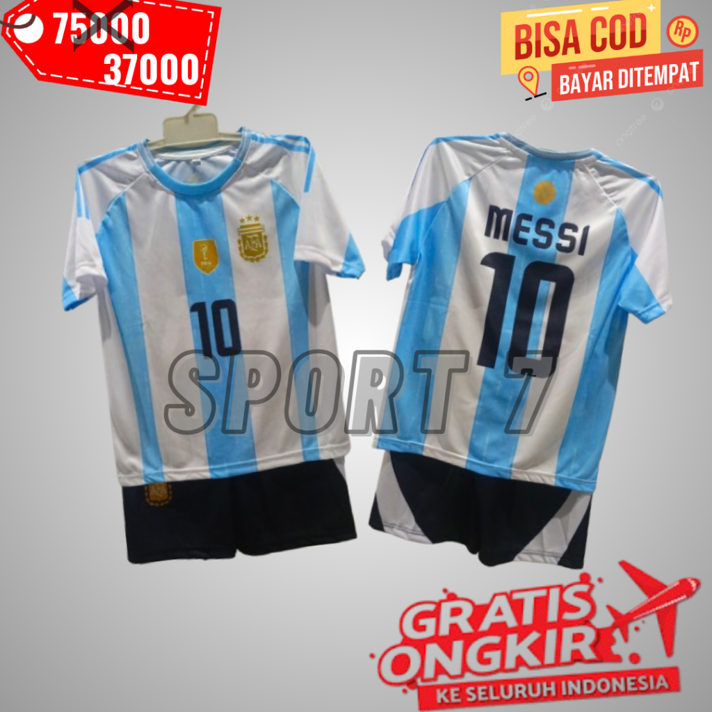 SPORT 7. baju bola messi argentina/ baju sepakbola anak laki laki argentina home/ baju bola terbaru