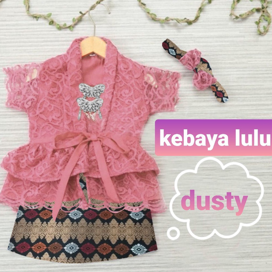 Serba Populer  Kebaya Anak Brukat Modern Gratis Bando Setelan Baju Brokat  Rok Batik Bayi Balita Kut
