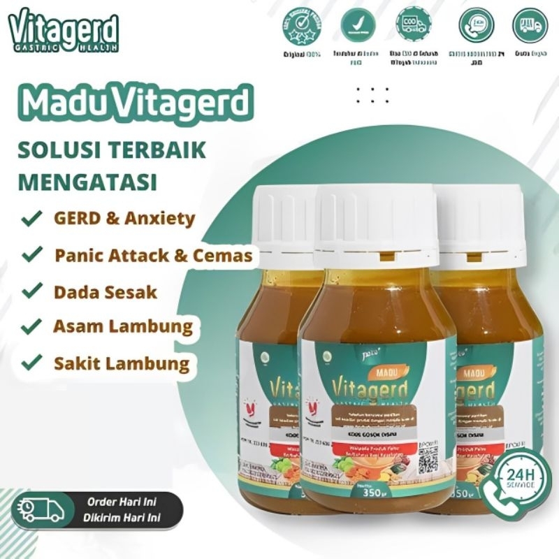

Madu Vitagerd 100% Original Herbal Gerd Asli Atasi Asam Lambung Maag dan Gejala Susah Tidur - Paket 3 Botol