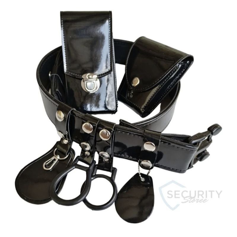 Kopel security | Kopel satpam kulit sintetis hitam kilap polos gesper klik sarung hp 1slot