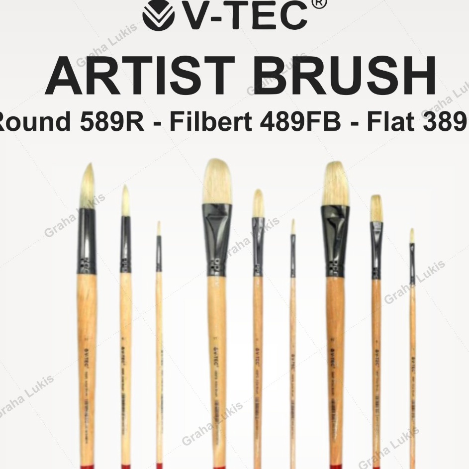 

Potongan VTEC Artist Brush Flat 389F Filbert 489 Round 589R Brush Oil Satuan