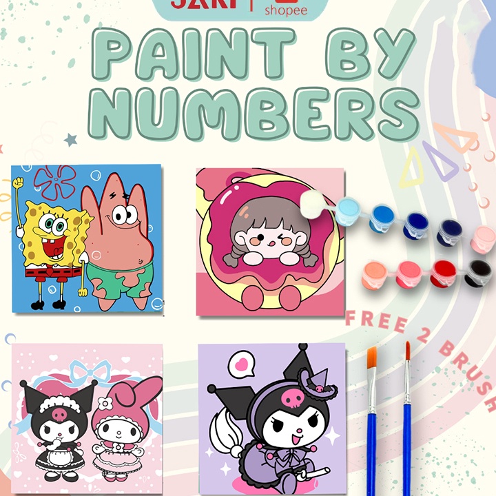 

KP8 JAKI Kanvas Paintin By Number 2x2cm DIY Lotso Kuromi Animal Kartun lengkap melukis