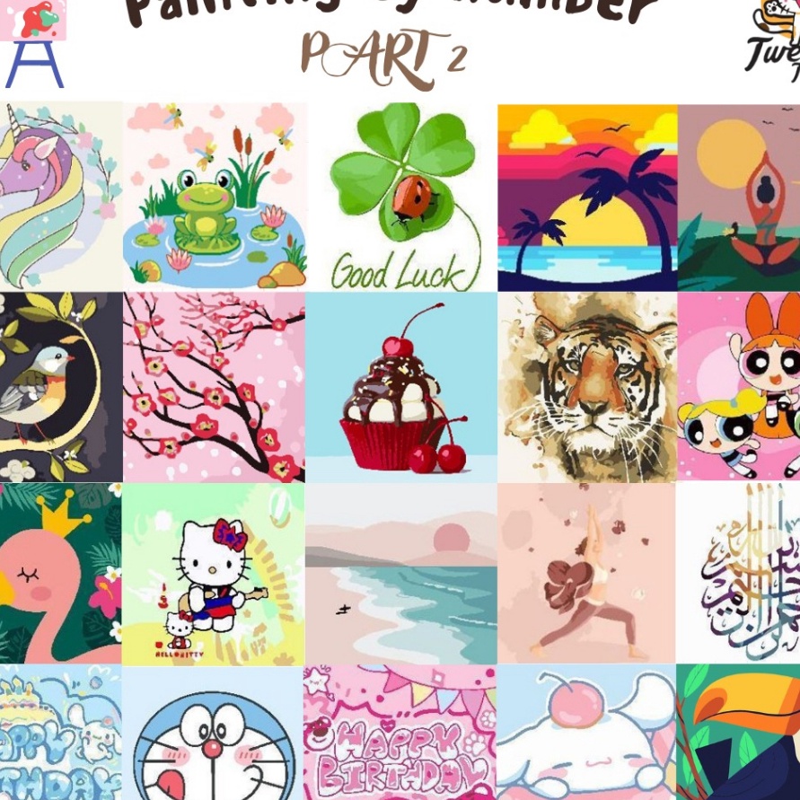 

KP8 TweedyToys Paint By Number Children Canvas Painting Set Kanvas Lukis Anak Part 2