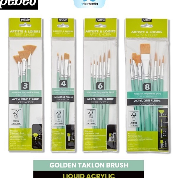 

HJ6 Pebeo Golden Taklon Acrylic Brush Set Artist Hobby Brush