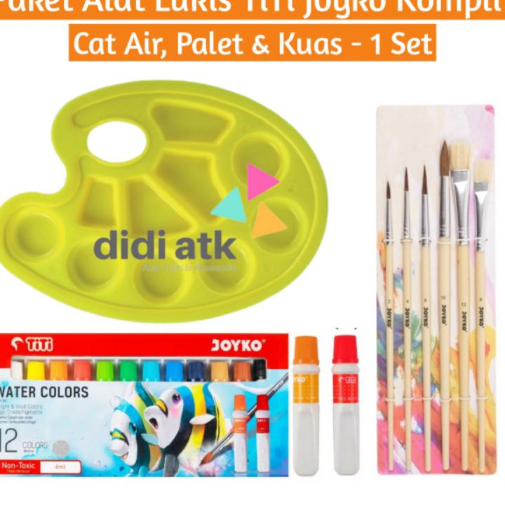 

Kilat Alat Lukis Lengkap TiTi Joyko 3 In 1 Cat Air Kuas Palet 1 Set
